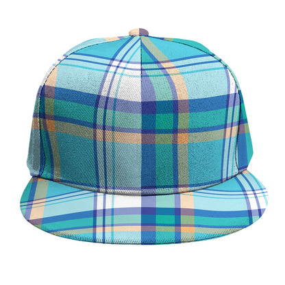 Blue Madras Pattern Print Snapback Cap