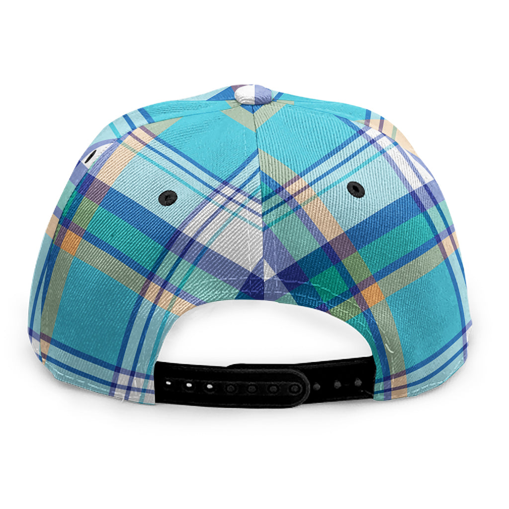 Blue Madras Pattern Print Snapback Cap