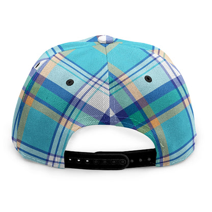 Blue Madras Pattern Print Snapback Cap