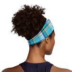 Blue Madras Pattern Print Sports Headband