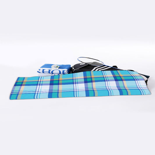 Blue Madras Pattern Print Sports Towel