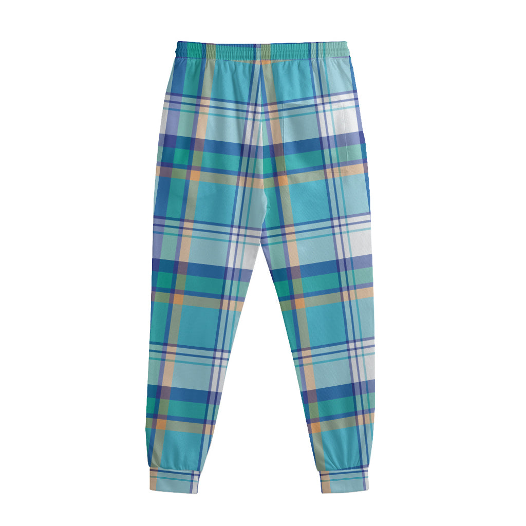 Blue Madras Pattern Print Sweatpants