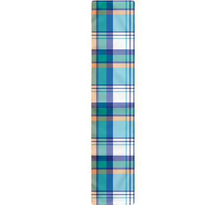 Blue Madras Pattern Print Table Runner