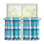 Blue Madras Pattern Print Tier Curtains