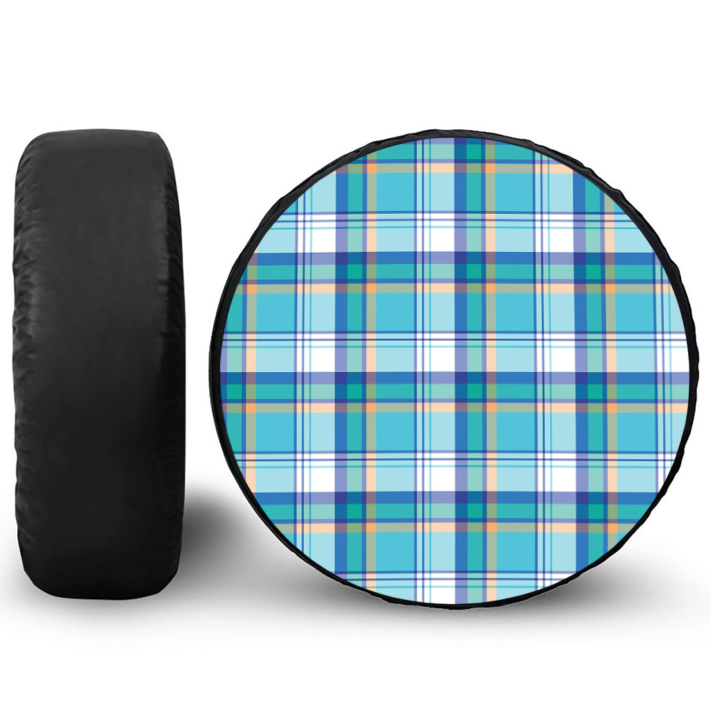 Blue Madras Pattern Print Tire Cover