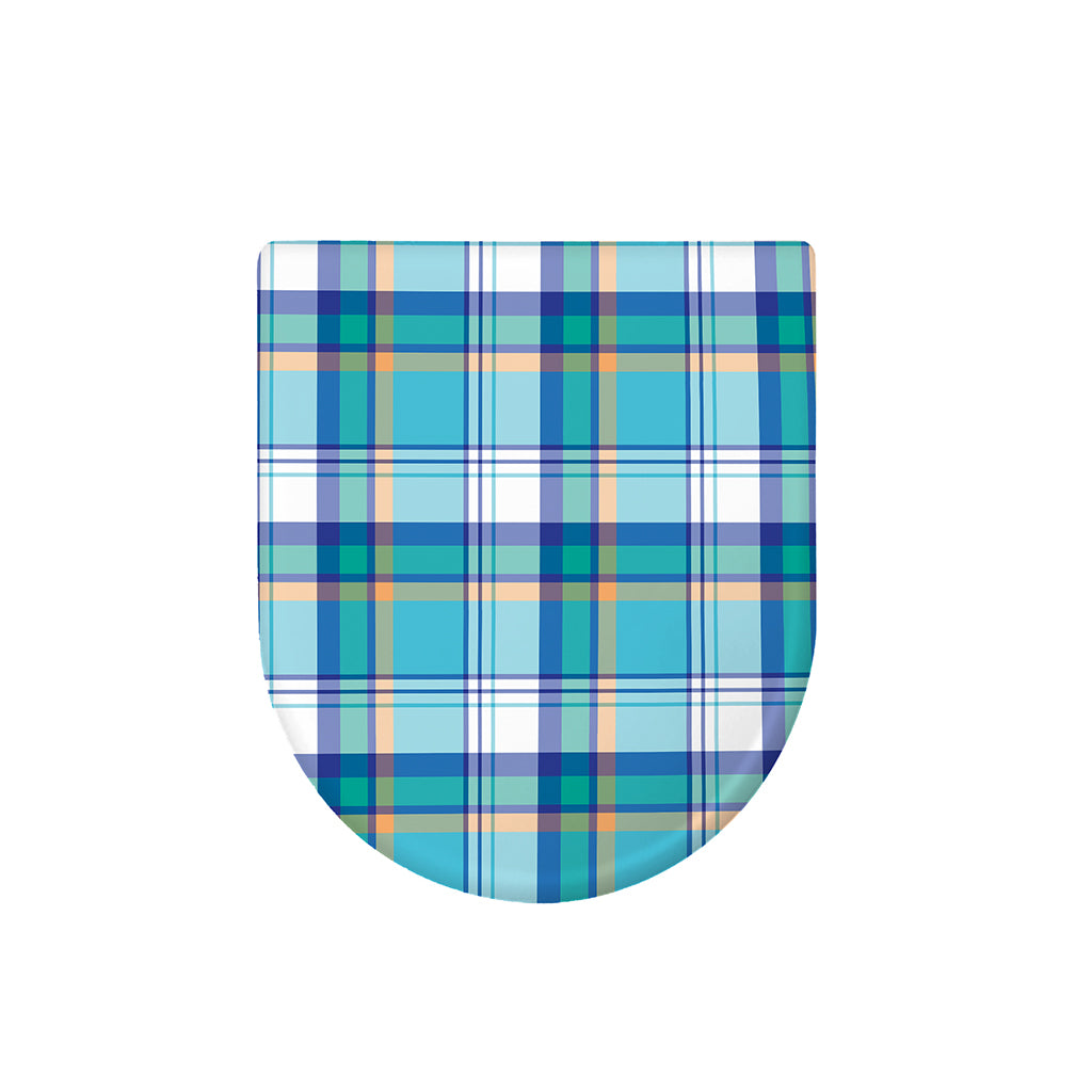 Blue Madras Pattern Print Toilet Lid Cover