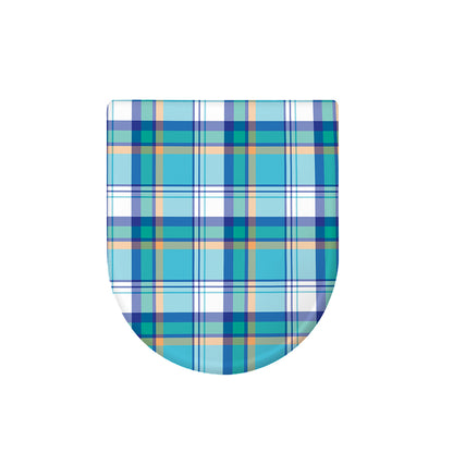 Blue Madras Pattern Print Toilet Lid Cover