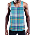 Blue Madras Pattern Print Men's Workout Tank Top