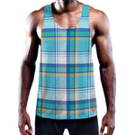 Blue Madras Pattern Print Training Tank Top