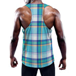 Blue Madras Pattern Print Training Tank Top