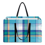 Blue Madras Pattern Print Utility Tote Bag