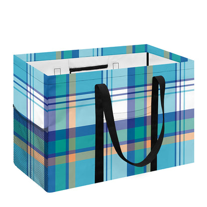 Blue Madras Pattern Print Utility Tote Bag