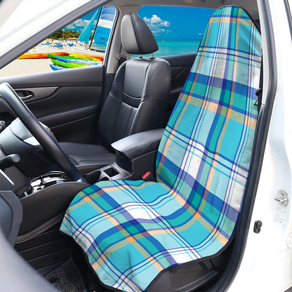 Blue Madras Pattern Print Waterproof Car Seat Cover