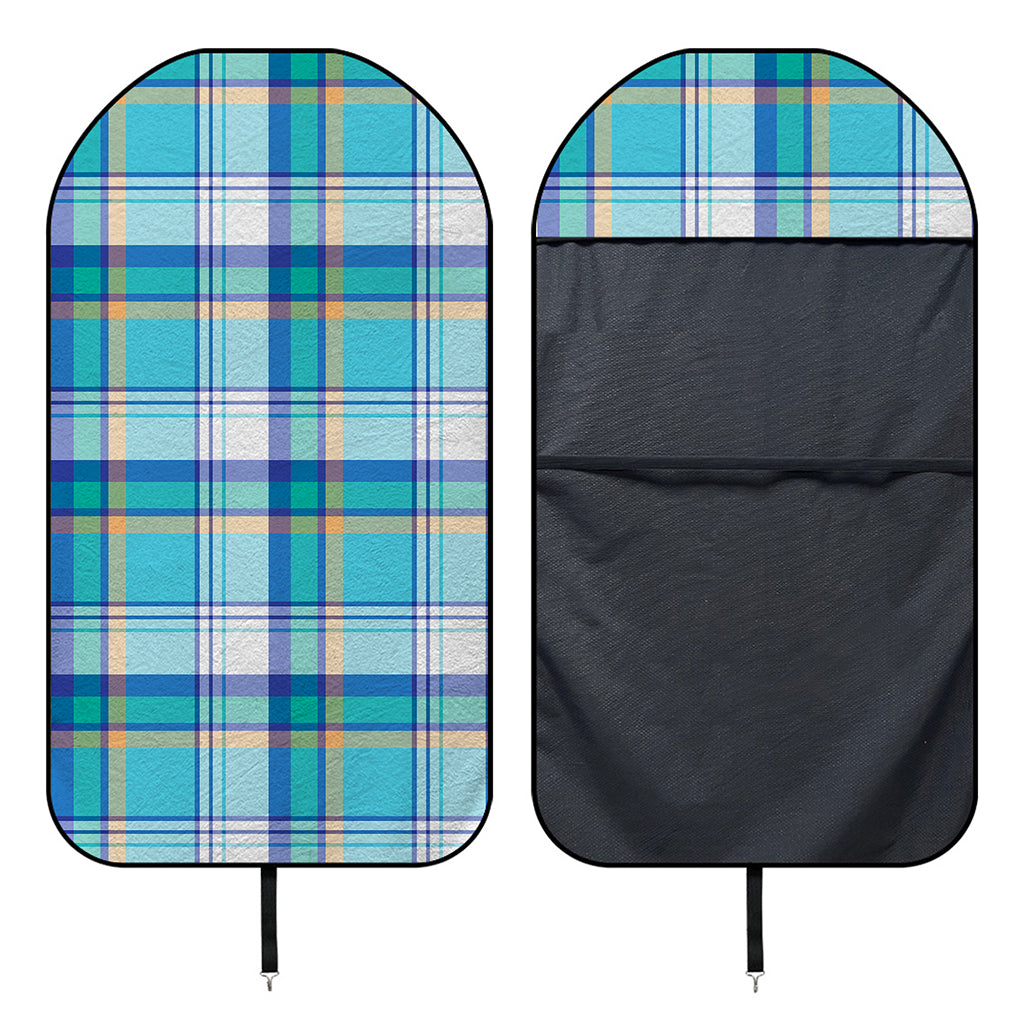 Blue Madras Pattern Print Waterproof Car Seat Cover