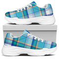 Blue Madras Pattern Print White Chunky Shoes