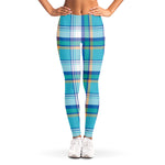 Blue Madras Pattern Print Women's Leggings