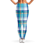 Blue Madras Pattern Print Women's Leggings
