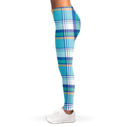 Blue Madras Pattern Print Women's Leggings
