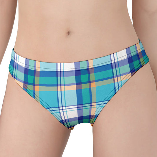 Blue Madras Pattern Print Women's Panties