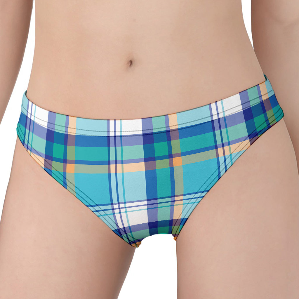 Blue Madras Pattern Print Women's Panties