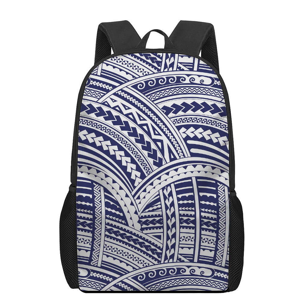 Blue Maori Polynesian Tattoo Print 17 Inch Backpack