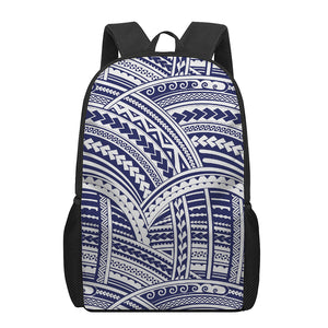 Blue Maori Polynesian Tattoo Print 17 Inch Backpack