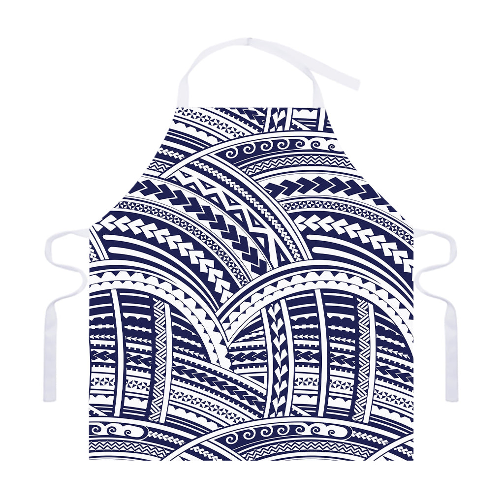 Blue Maori Polynesian Tattoo Print Adjustable Apron