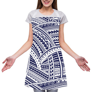 Blue Maori Polynesian Tattoo Print Adjustable Apron