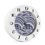 Blue Maori Polynesian Tattoo Print Alarm Clock
