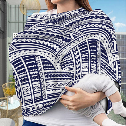 Blue Maori Polynesian Tattoo Print Baby Seat Cover