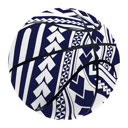 Blue Maori Polynesian Tattoo Print Basketball