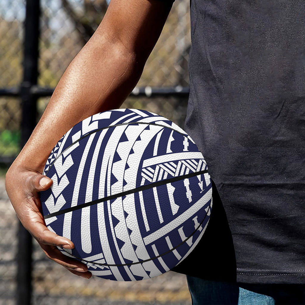 Blue Maori Polynesian Tattoo Print Basketball