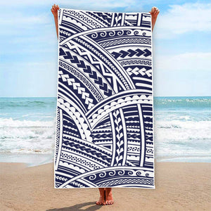 Blue Maori Polynesian Tattoo Print Beach Towel