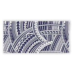 Blue Maori Polynesian Tattoo Print Beach Towel