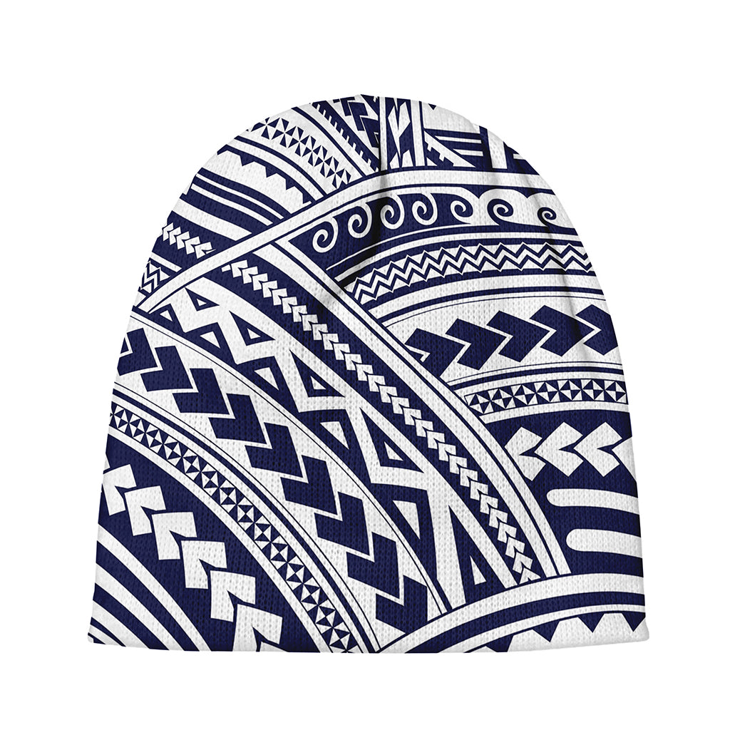 Blue Maori Polynesian Tattoo Print Beanie