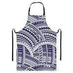 Blue Maori Polynesian Tattoo Print Bib Apron With Pocket