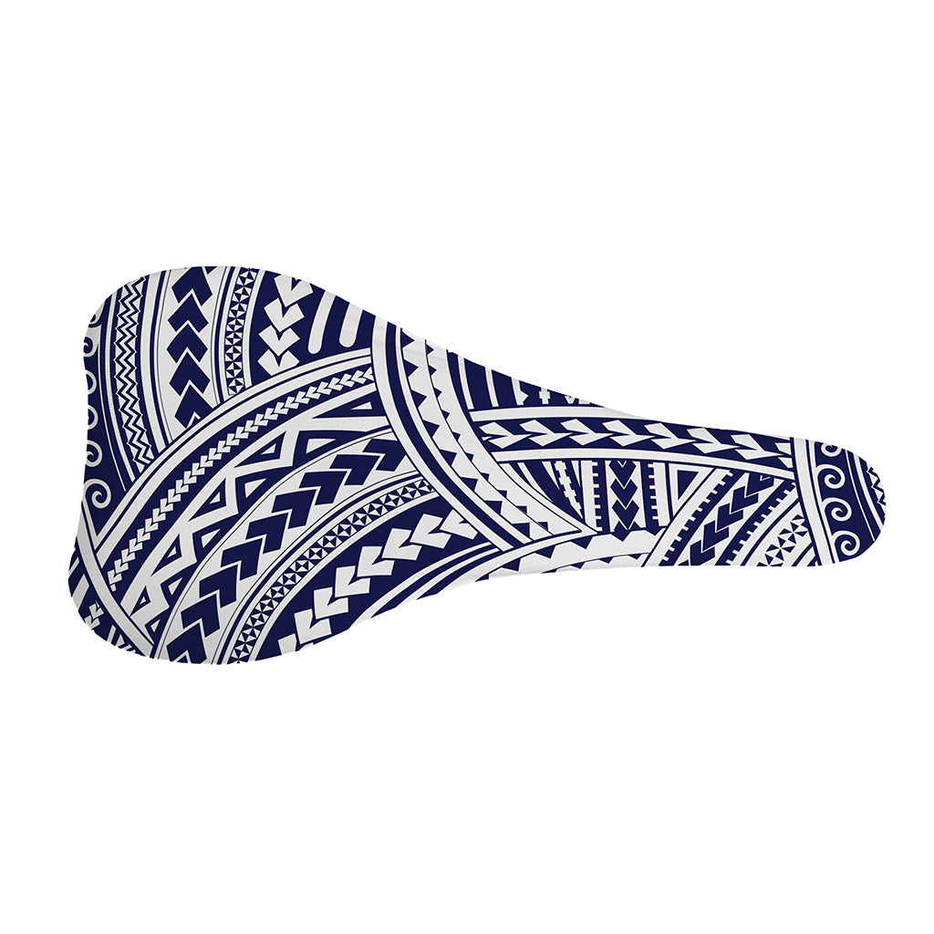 Blue Maori Polynesian Tattoo Print Bicycle Seat Cover