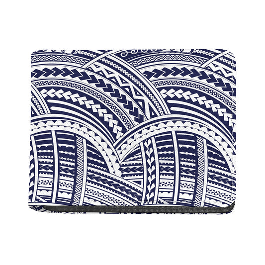 Blue Maori Polynesian Tattoo Print Bifold Wallet