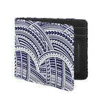 Blue Maori Polynesian Tattoo Print Bifold Wallet