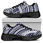 Blue Maori Polynesian Tattoo Print Black Chunky Shoes