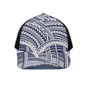 Blue Maori Polynesian Tattoo Print Black Mesh Trucker Hat