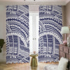 Blue Maori Polynesian Tattoo Print Blackout Pencil Pleat Curtains