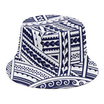 Blue Maori Polynesian Tattoo Print Bucket Hat