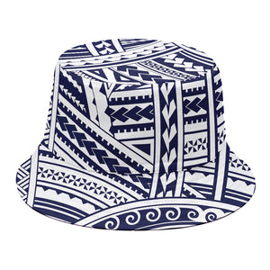 Blue Maori Polynesian Tattoo Print Bucket Hat