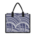 Blue Maori Polynesian Tattoo Print Canvas Tote Bag