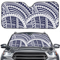 Blue Maori Polynesian Tattoo Print Car Windshield Sun Shade