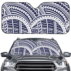 Blue Maori Polynesian Tattoo Print Car Windshield Sun Shade