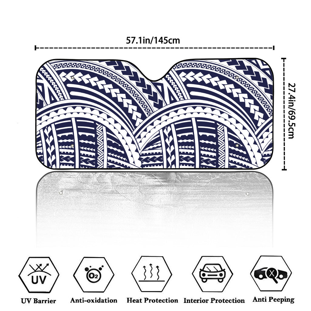 Blue Maori Polynesian Tattoo Print Car Windshield Sun Shade