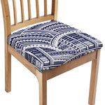 Blue Maori Polynesian Tattoo Print Chair Cushion Cover