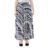 Blue Maori Polynesian Tattoo Print Chiffon Maxi Skirt